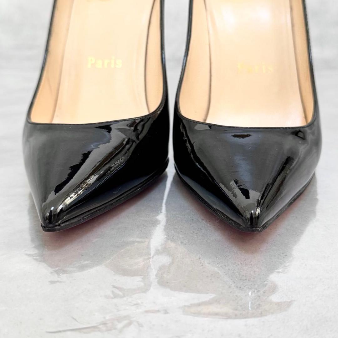 アキ クリスチャンルブタン ポインテッドトゥ パテントレザー ハイヒール