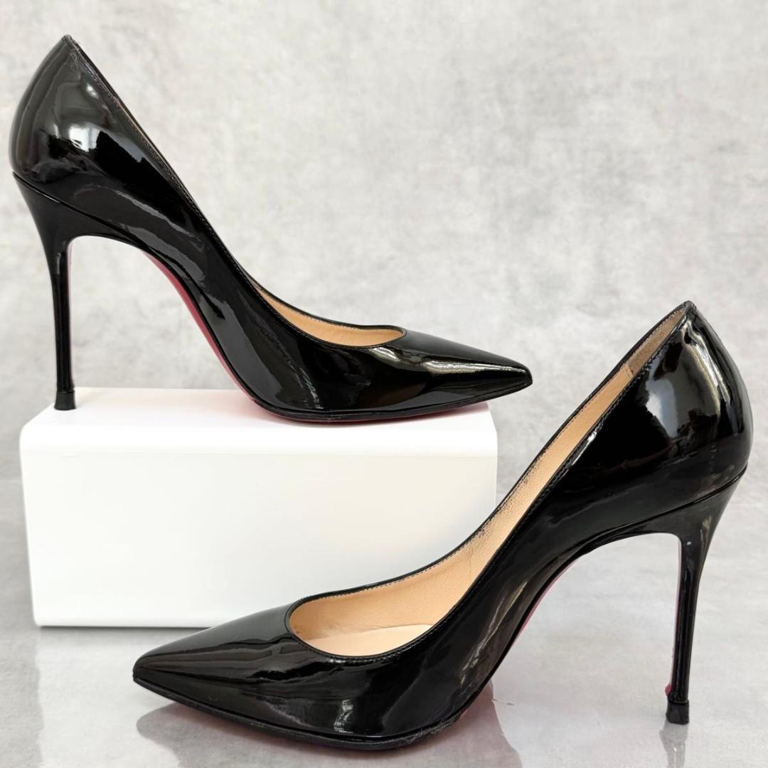 アキ クリスチャンルブタン ポインテッドトゥ パテントレザー ハイヒール