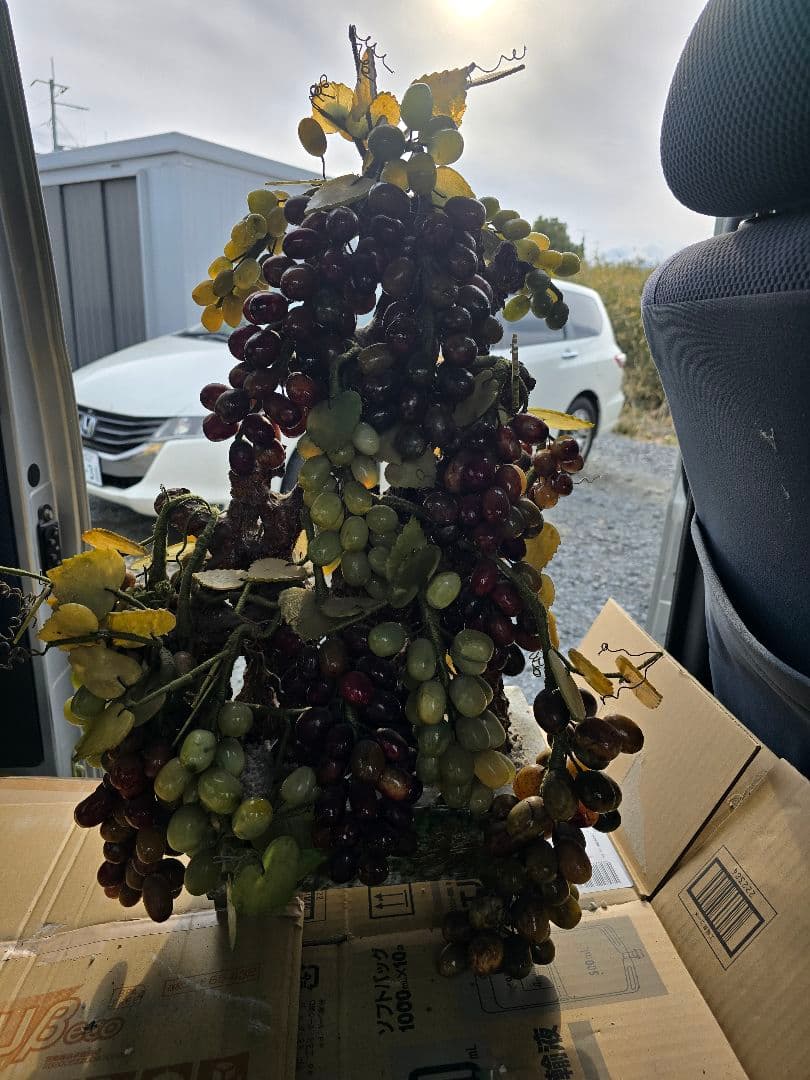 天然石？葡萄　中国美術　置物