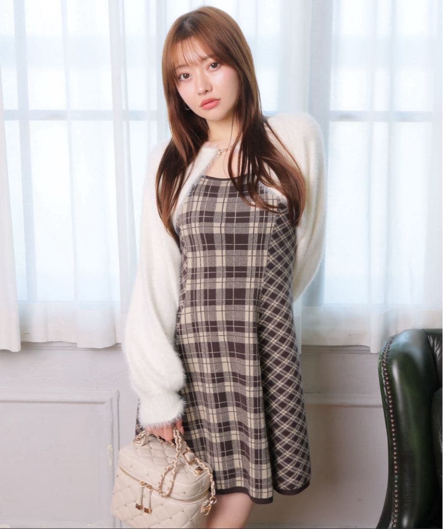 LIP SERVICE フェザーチェックアンサンブル　ワンピース　リップサービス