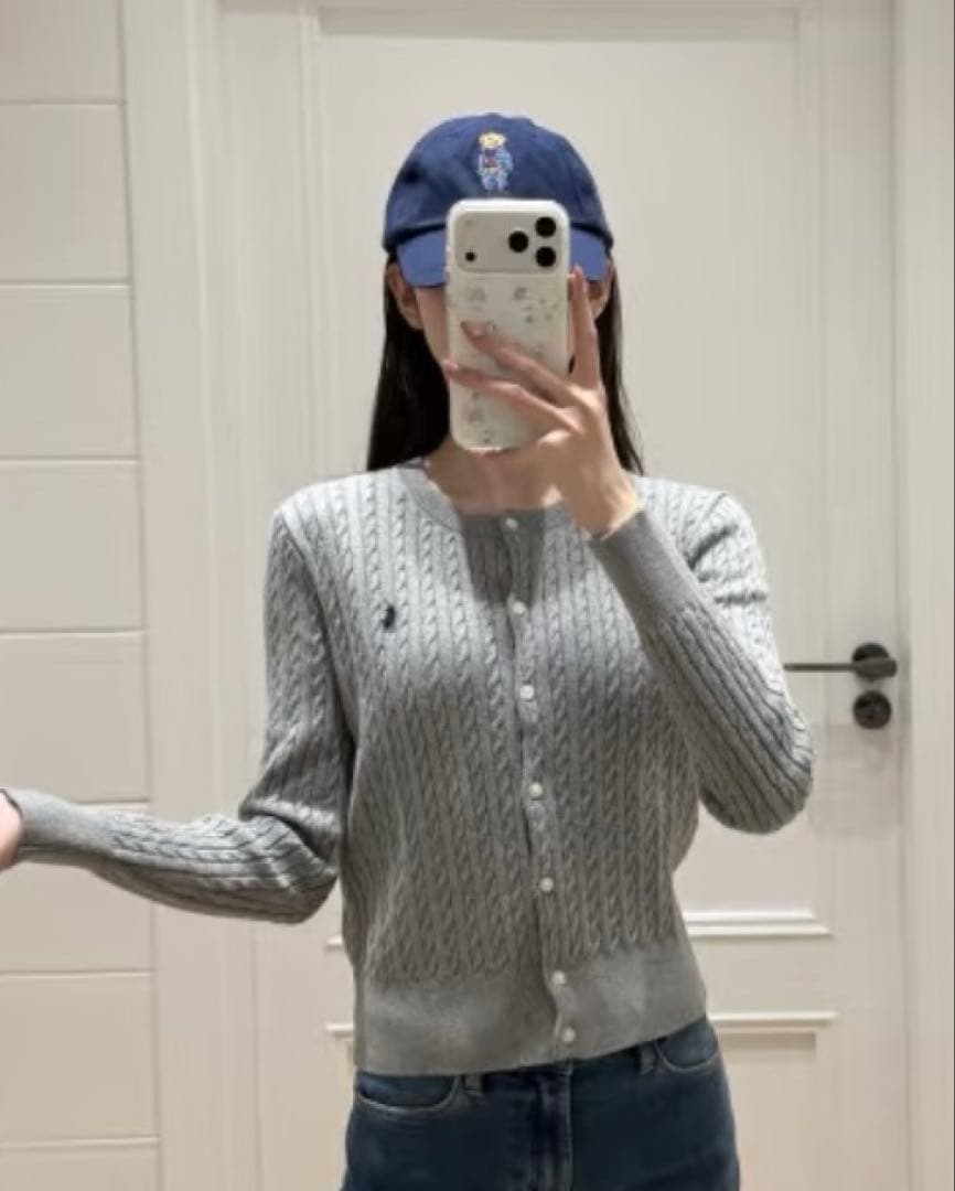 ポロラルフローレンPOLO RALPH LAURENケーブルカーディガングレー