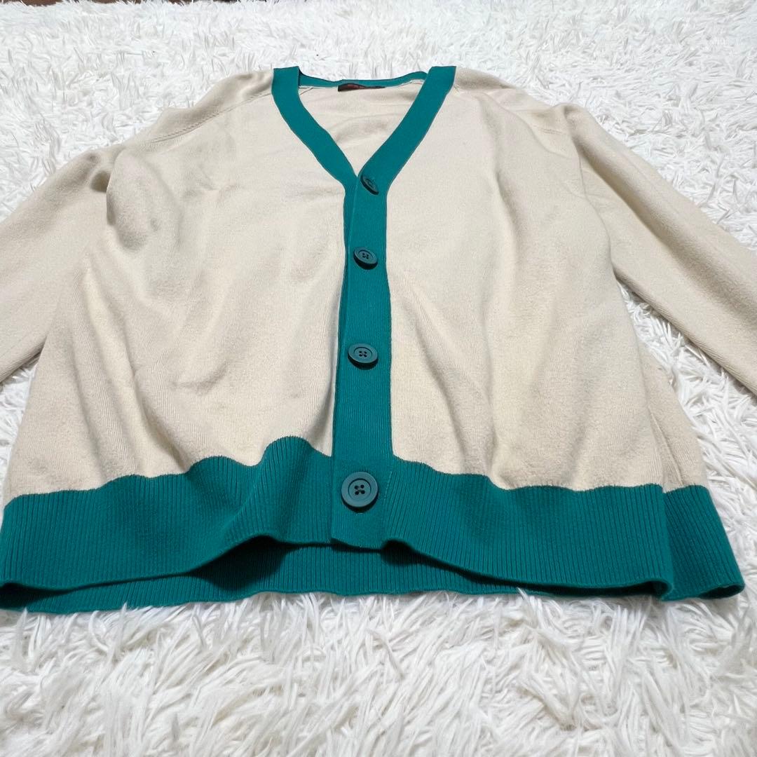 美品✨CABaN コットンカシミヤ カーディガン ベージュ×グリーン XL