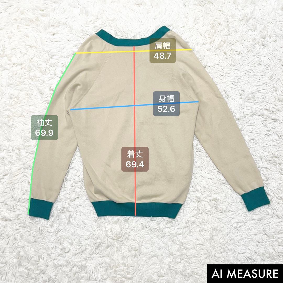 美品✨CABaN コットンカシミヤ カーディガン ベージュ×グリーン XL