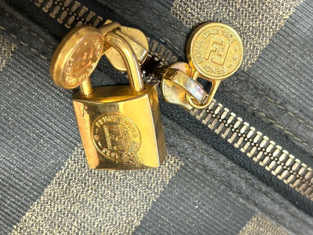 FENDI フェンディ ペカン柄 ミニ ボストンバッグ ハンドバッグ 鍵付