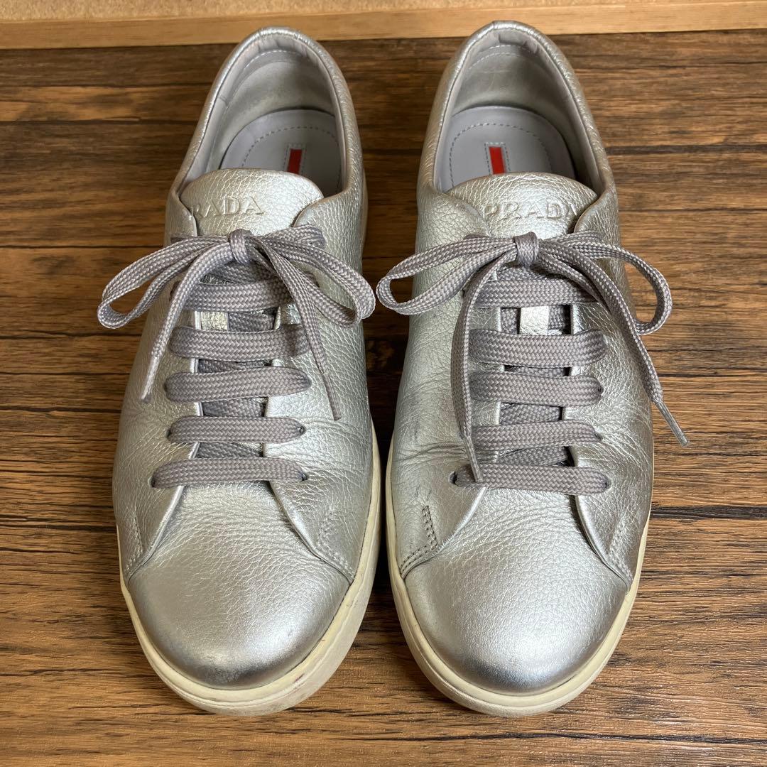 （K26086）プラダ PRADA スニーカー サイズ7（約26㎝） シルバー