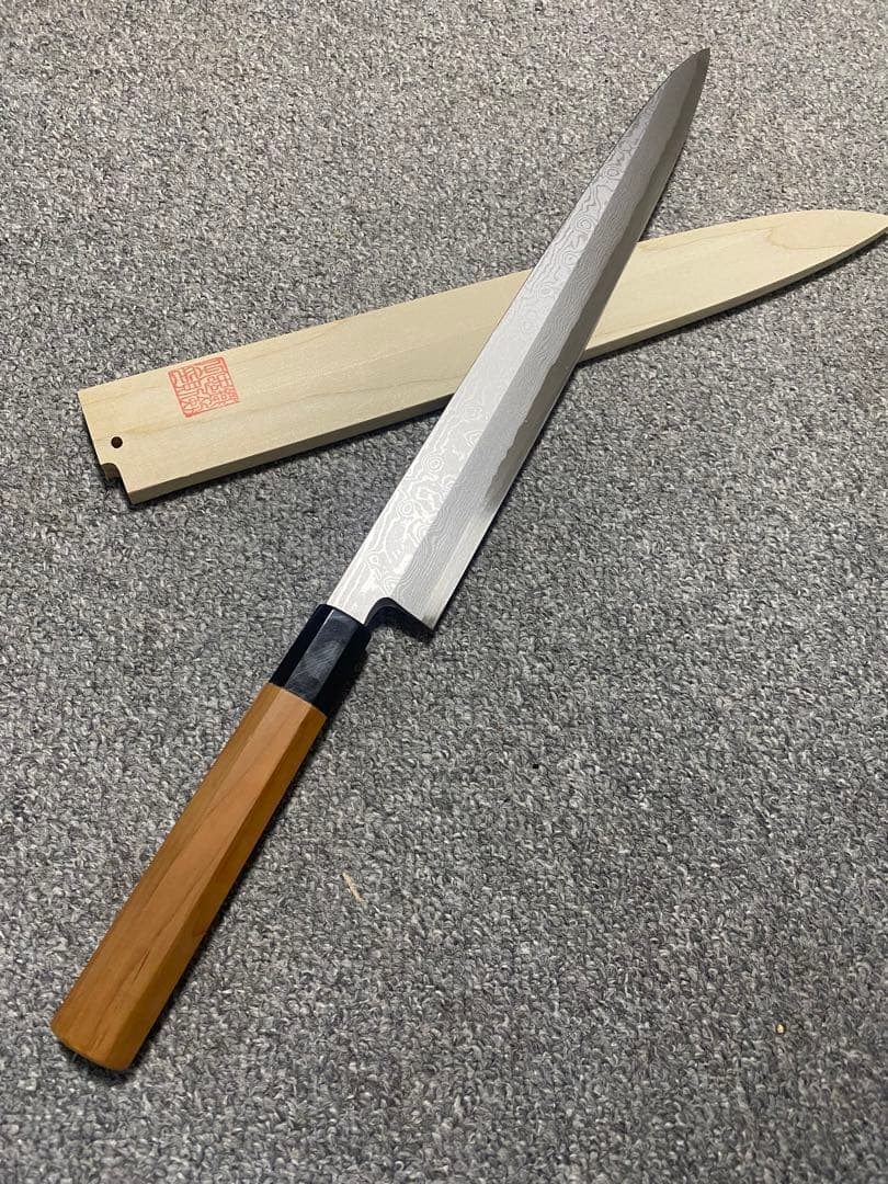1080］柳刃包丁　ダマスカス　尺一 柳刃包丁　堺孝行 玄武　先丸包丁