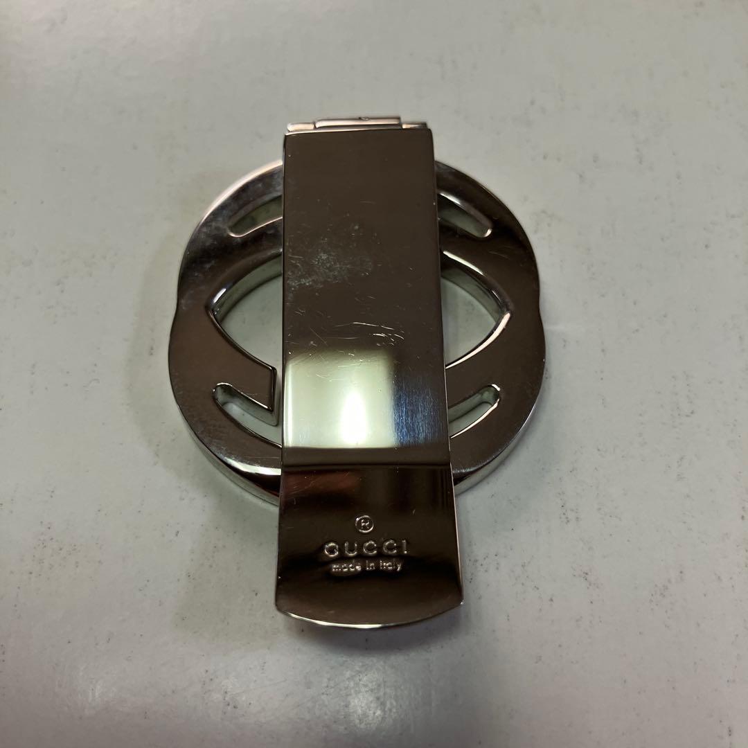 前*伸様 グッチシルバーマネークリップブラックGG ロゴ　インターロッキング　G
