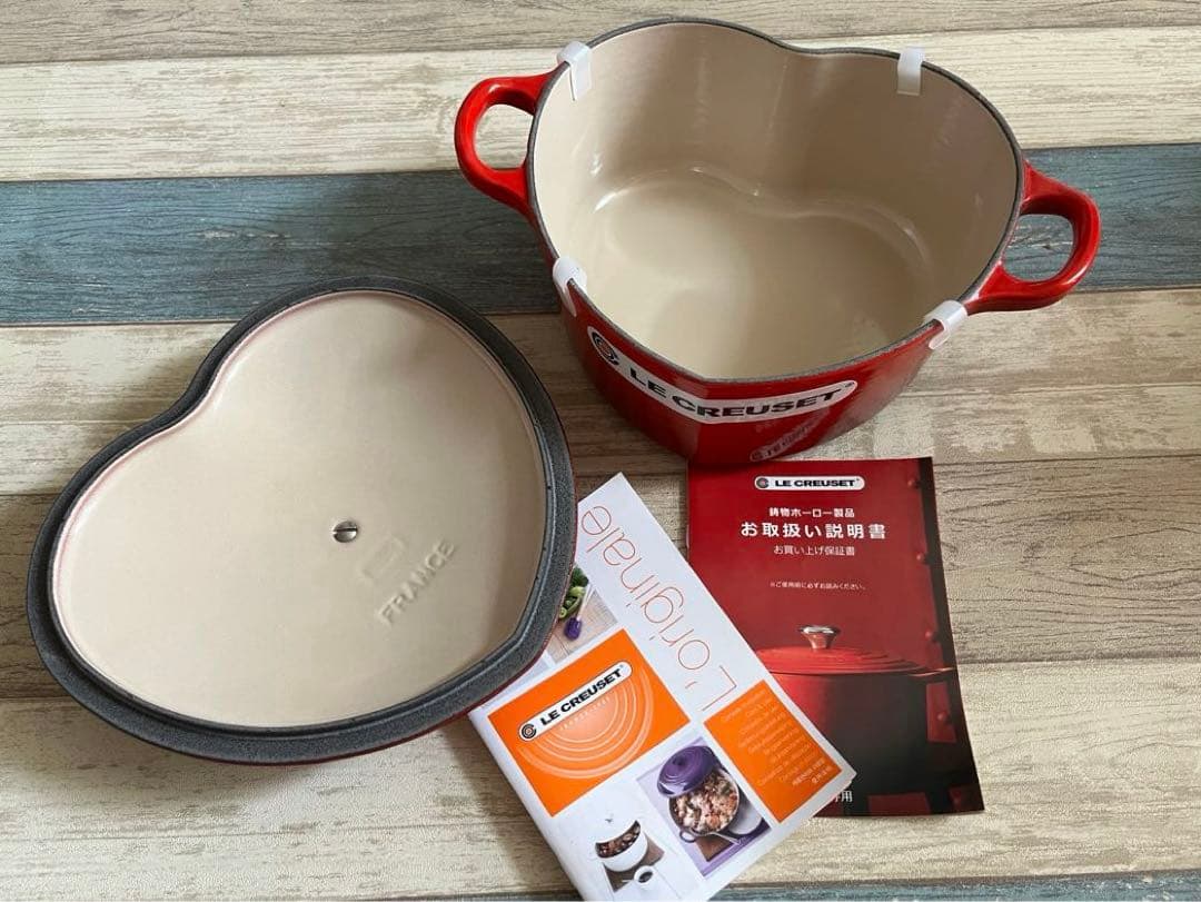 LE CREUSET ココットダムールハート型両手鍋 レッド