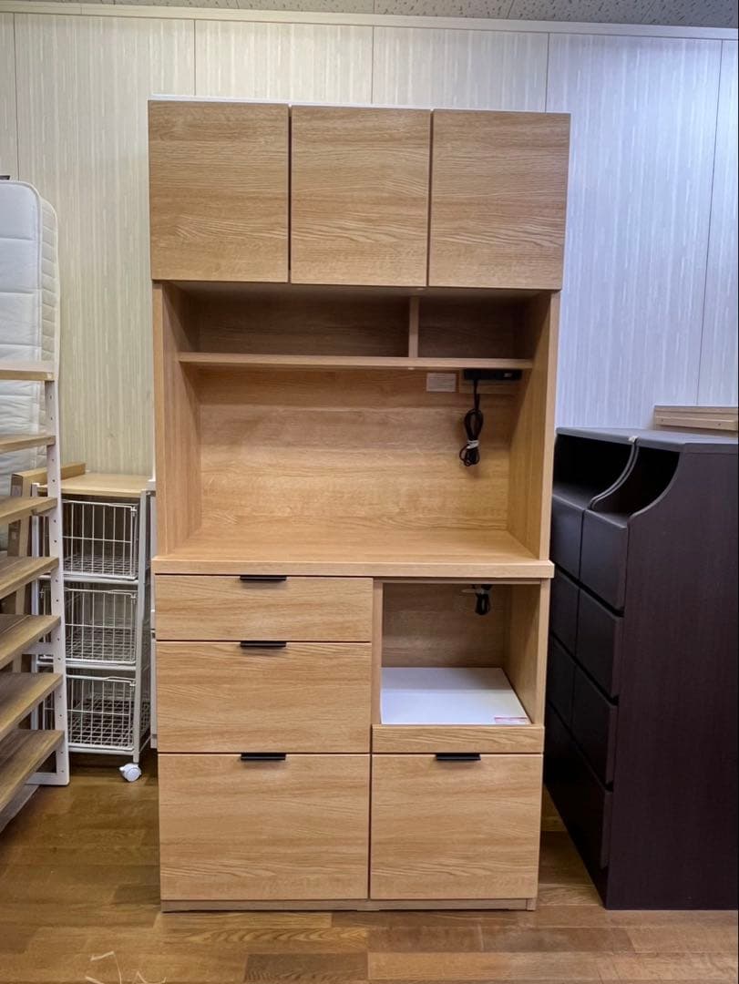 ニトリ キッチンボード エトナ ETONA-90KB-LBR2 木製 食器棚