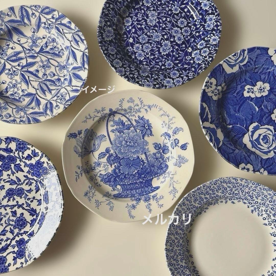 バーレイ シャーロット　プレートＳ　Burleigh ブルー＆ホワイト　希少