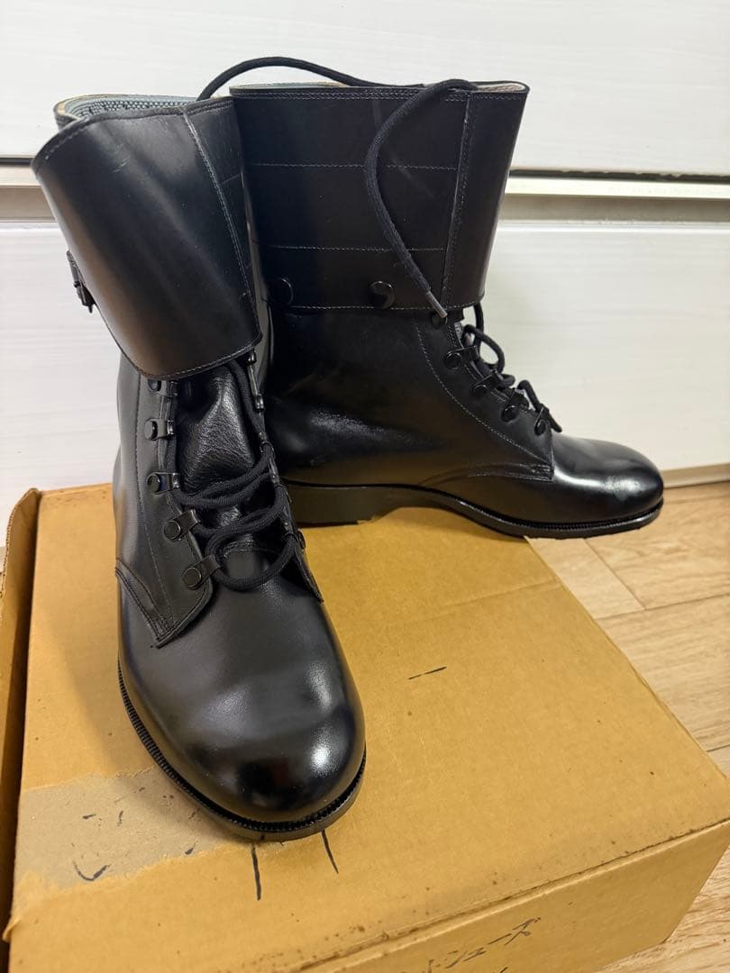 警察隊使用 編み上げブーツ 予備品 未使用 本革 25.5cm