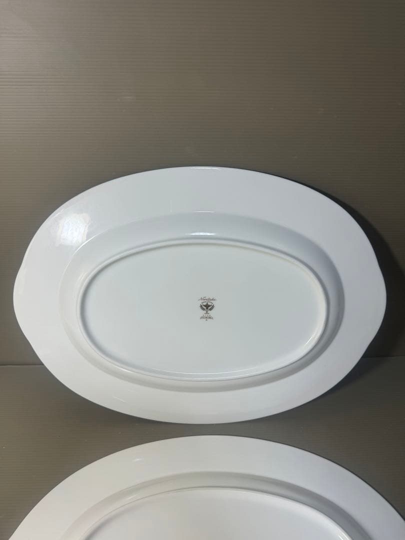 2627 オールドノリタケ　瑠璃片葉金蝕　楕円皿　2客　42cm 未使用