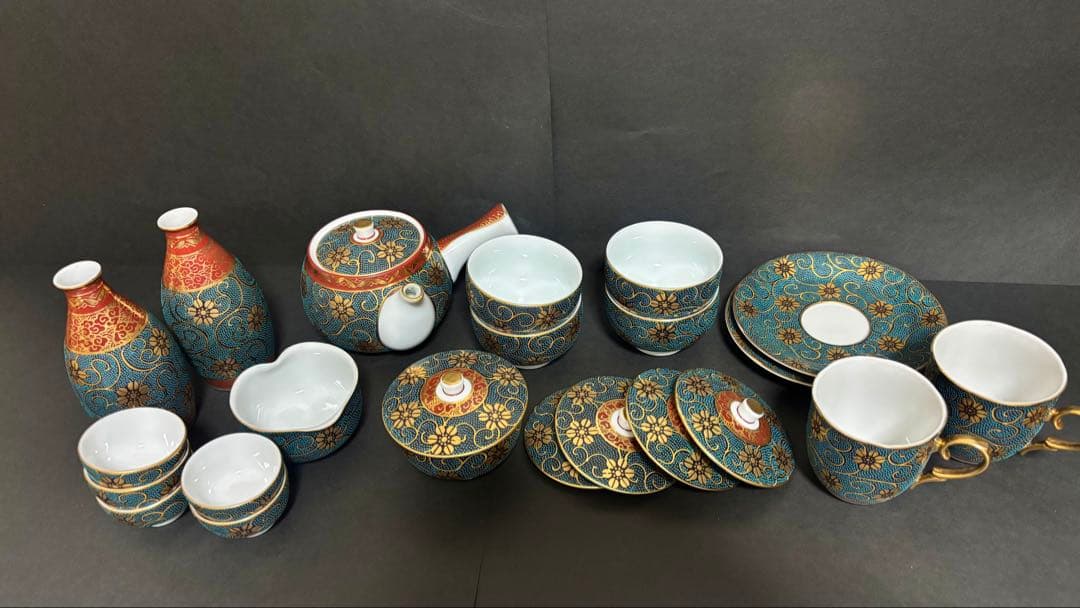 【九谷焼】酒器　蓋付茶器揃　カップ&ソーサー