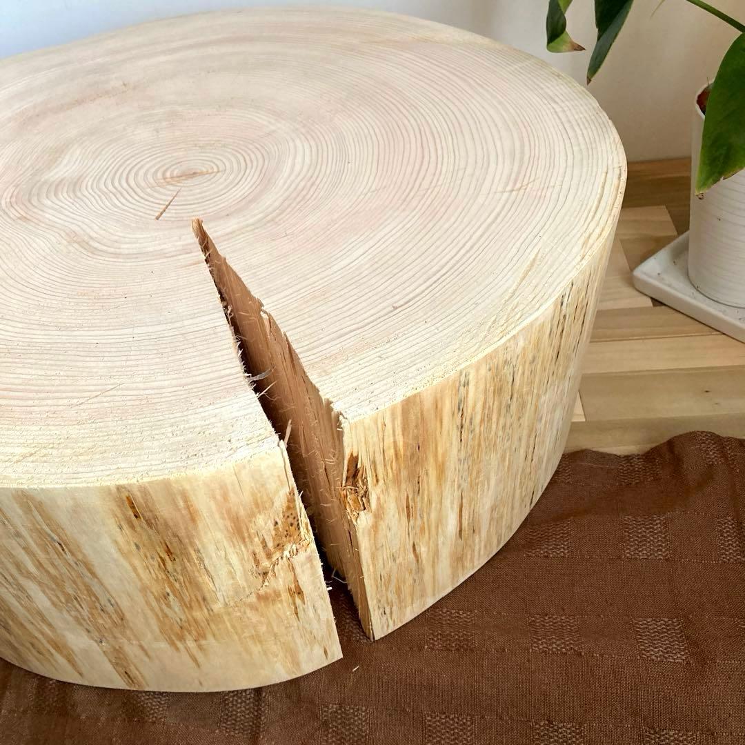 特大直径47cm 切り株　スツール　サイドテーブル　樹齢約80年　ハンドメイドD