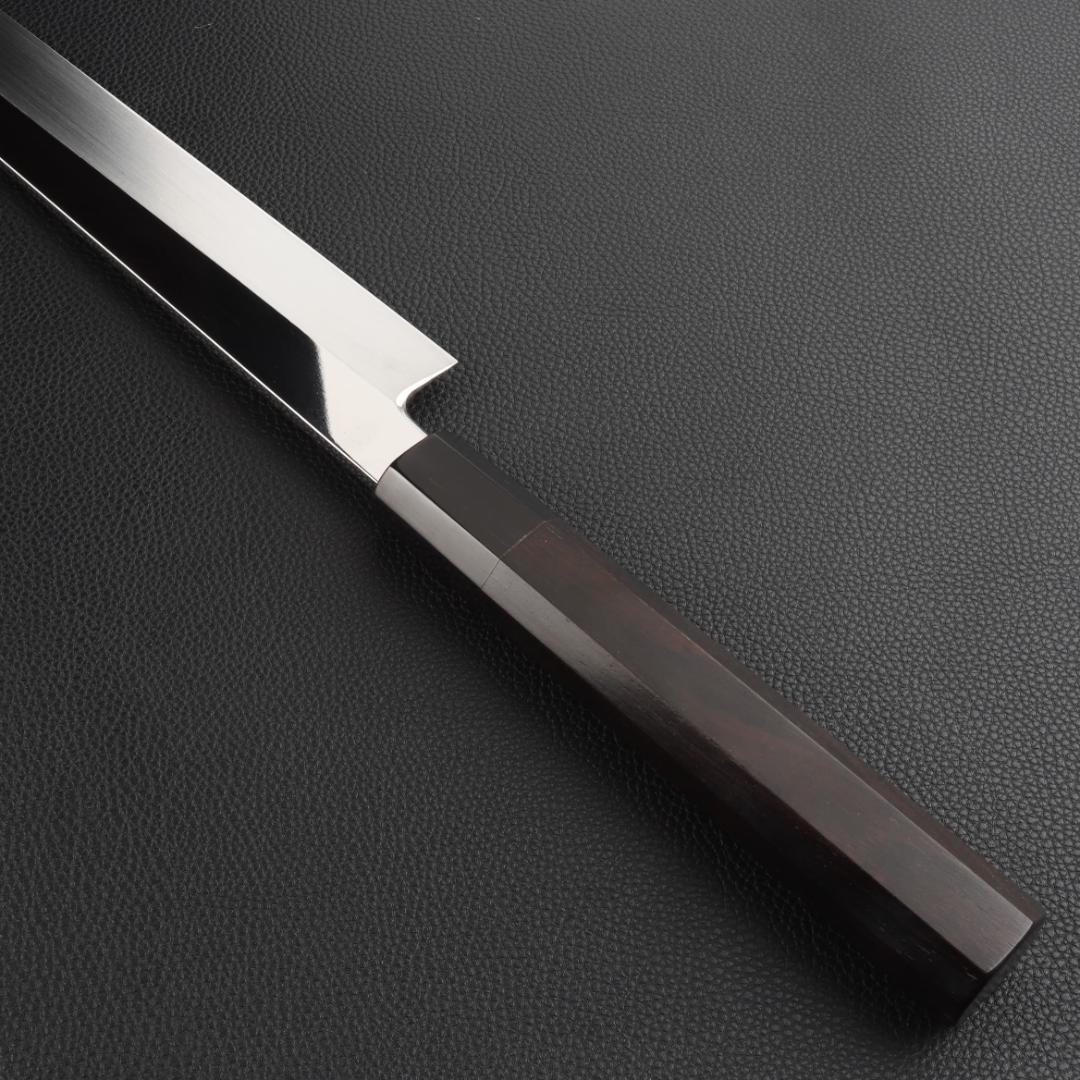 10853柳刃包丁 尺三鏡面仕上げ 刺身包丁 刃は究極の切れ味 黒檀黒水牛八角柄