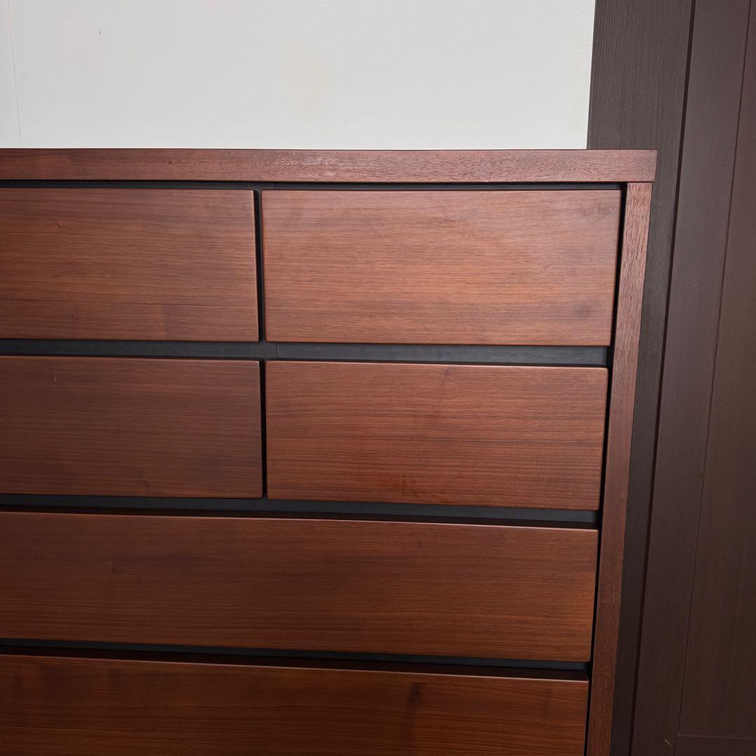 三幸ジャパン NICOLEハイチェスト 6段 幅80cm 木目 タンス　ブラウン