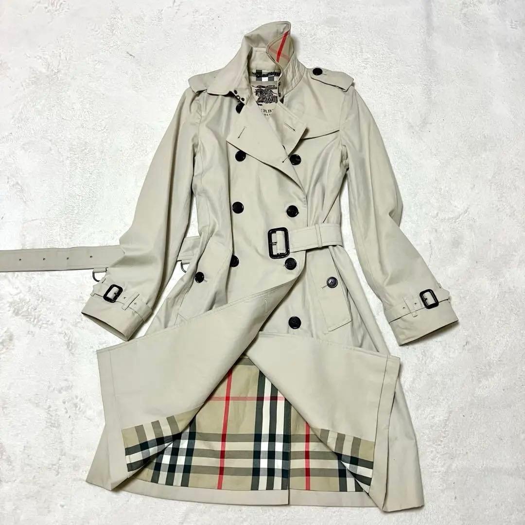 バーバリー　現行　トレンチコート　ロング　裏ノバチェック　ベルト　￼刻印ボタン