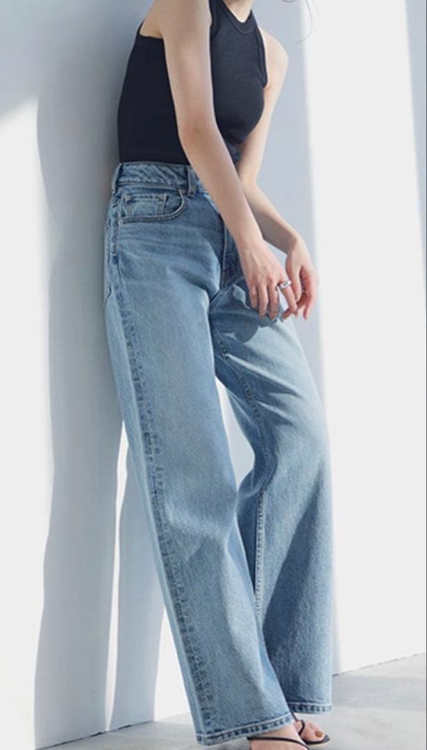 Wide leg denim/マシンウォッシャブル　アニュアンス