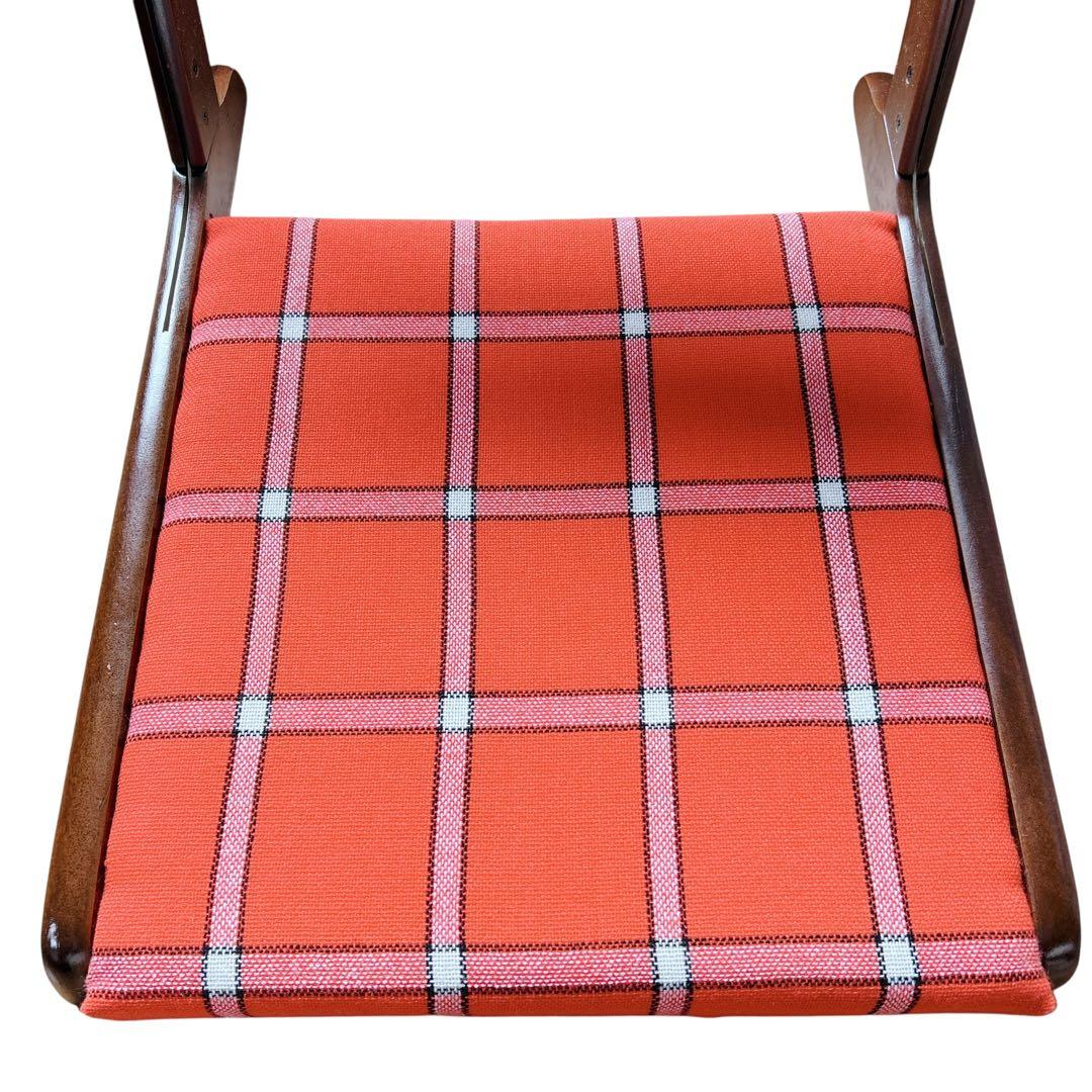 ①昭和レトロ 木製座椅子 2脚セット ヴィンテージ 和室 旅館 赤 チェック