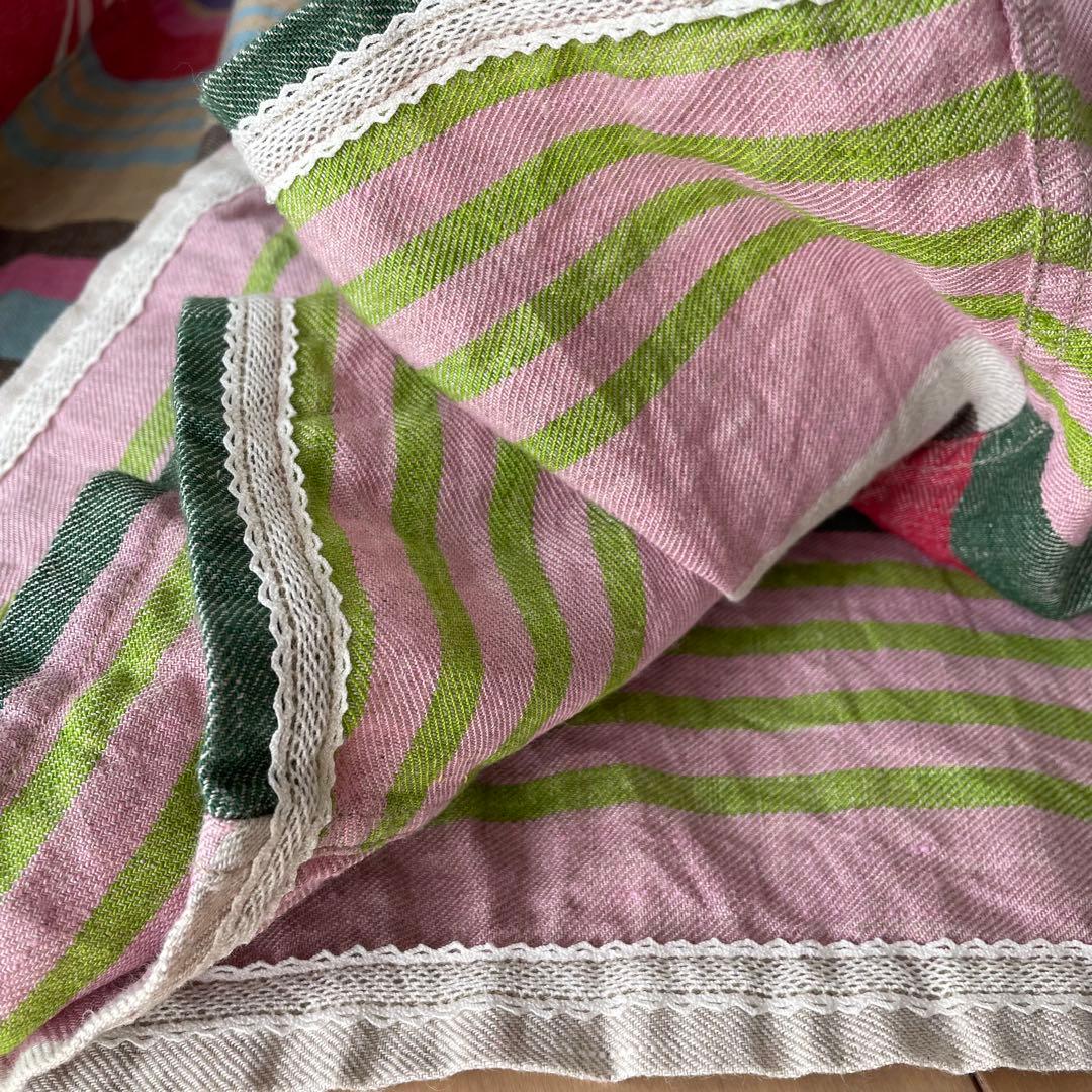 45R インドリネンツイルのマルチ縞イージースカート　¥52,800