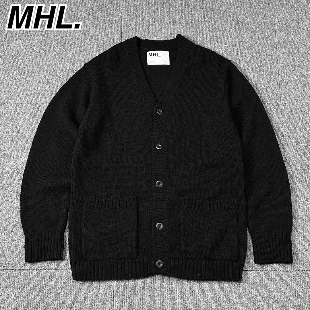 MHL. マーガレットハウエル ウール ニットカーディガン 黒 エムエイチエル