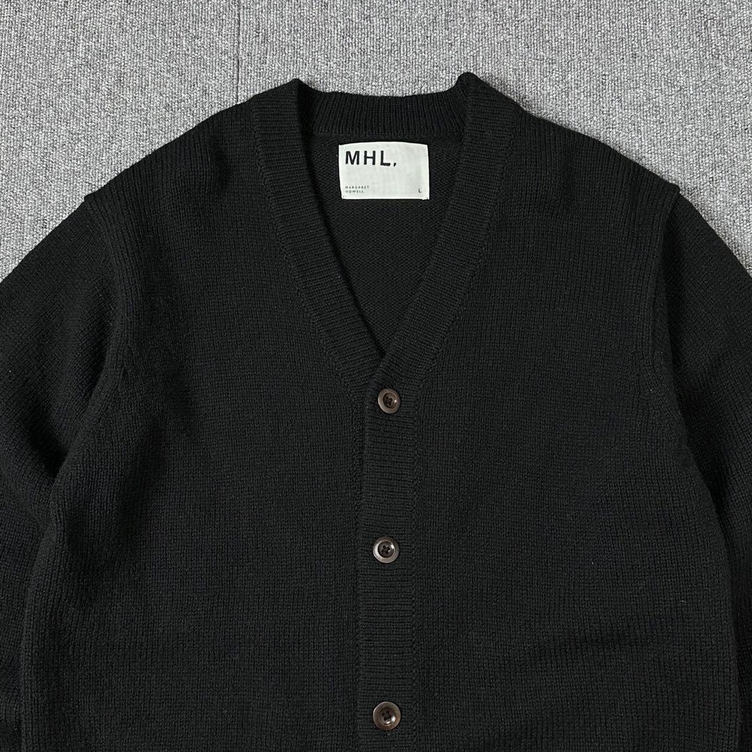 MHL. マーガレットハウエル ウール ニットカーディガン 黒 エムエイチエル