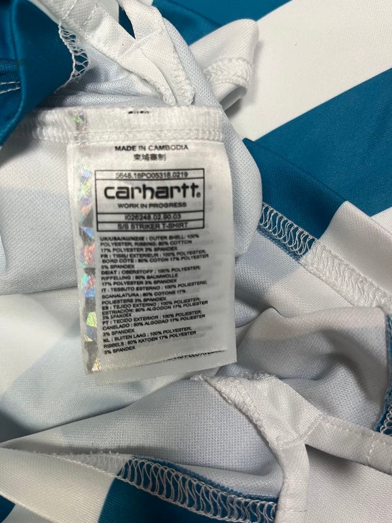 CARHARTT 青白ストライプ Tシャツ M