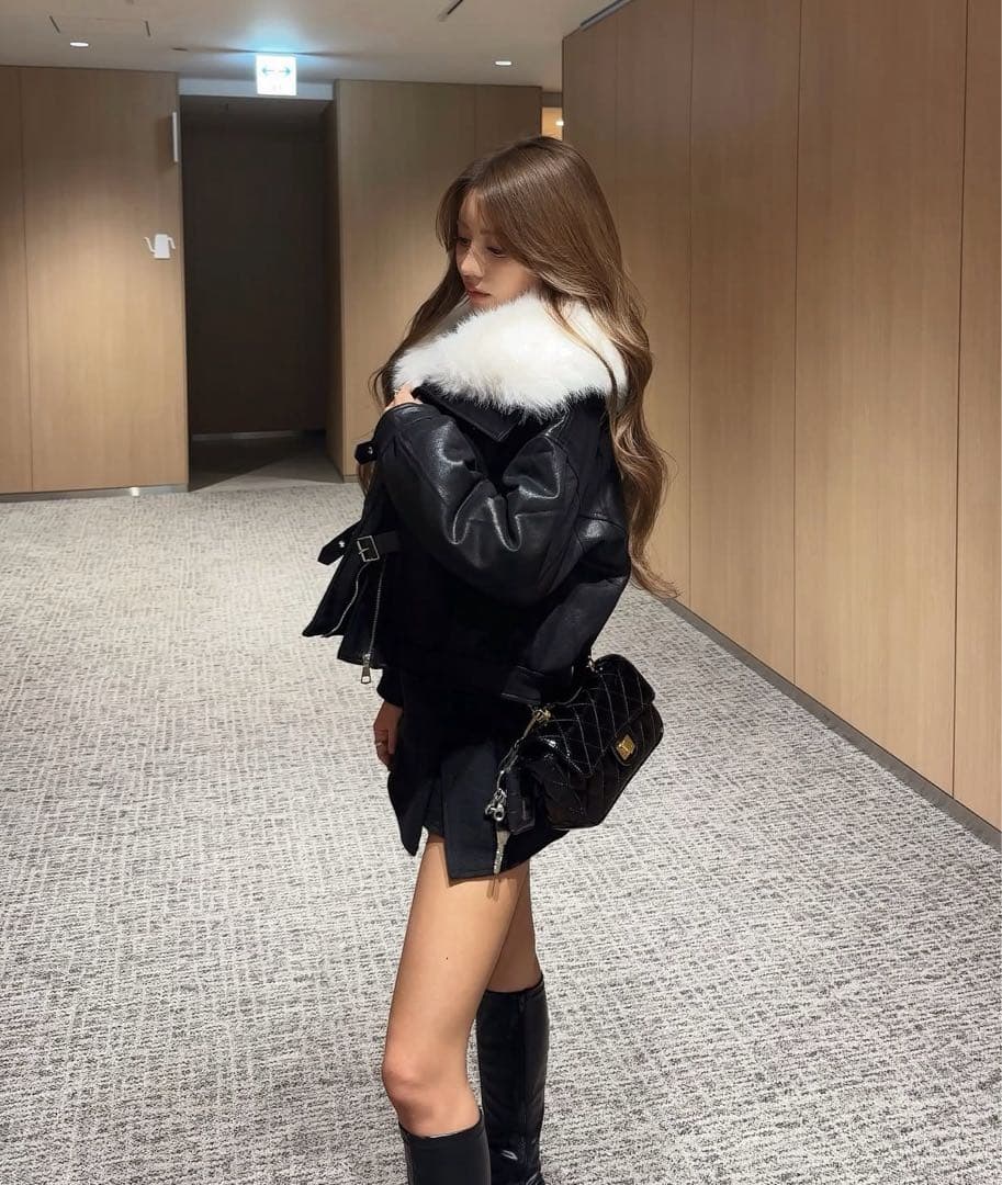 GIENGE ファー付きソフトレザージャケット