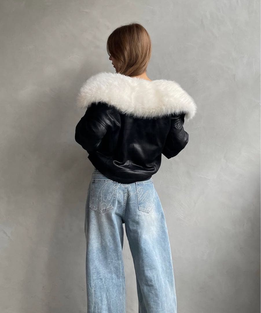 GIENGE ファー付きソフトレザージャケット