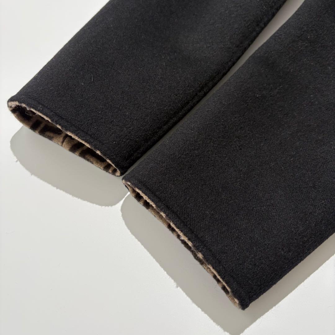 【未使用級】FENDI ロングコート リバーシブル ズッカ ファー 黒 36