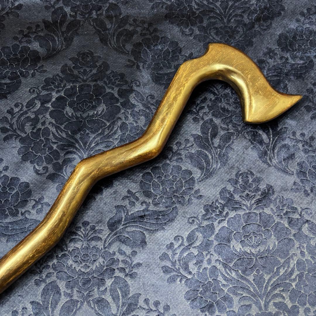 高級天然木マカウッドの杖稲妻型　ステッキ・トレッキングポール