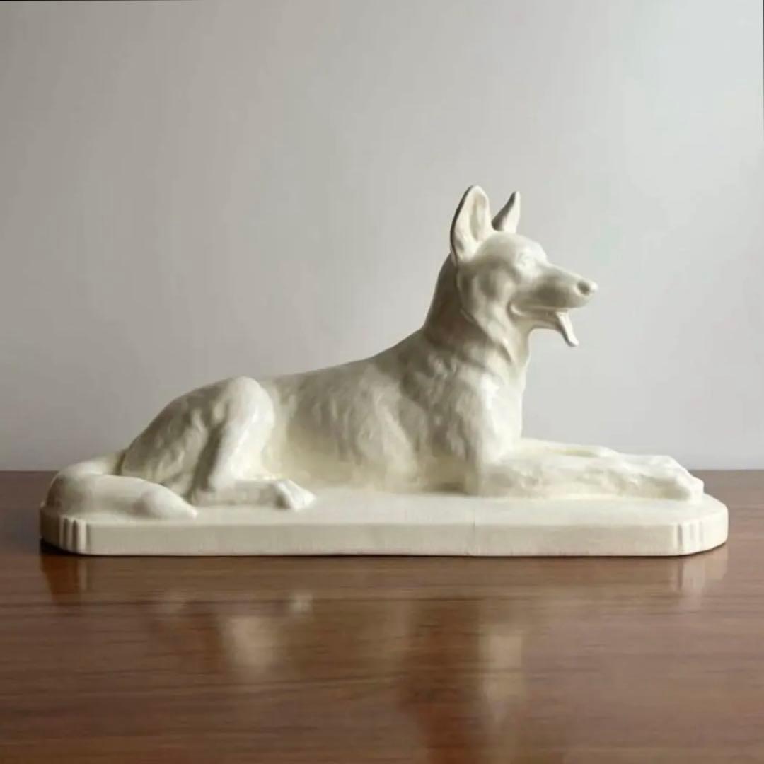 フランスアンティーク ♧ サルグミンヌ ♧ 陶器のジャーマンシェパード像