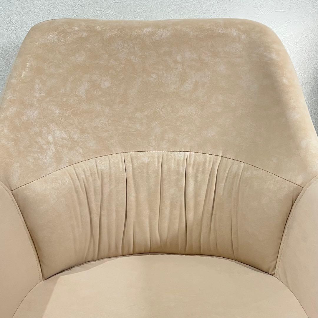 美品 ダイニングチェア ファブリックレザー アームチェア 接客椅子 カフェチェア