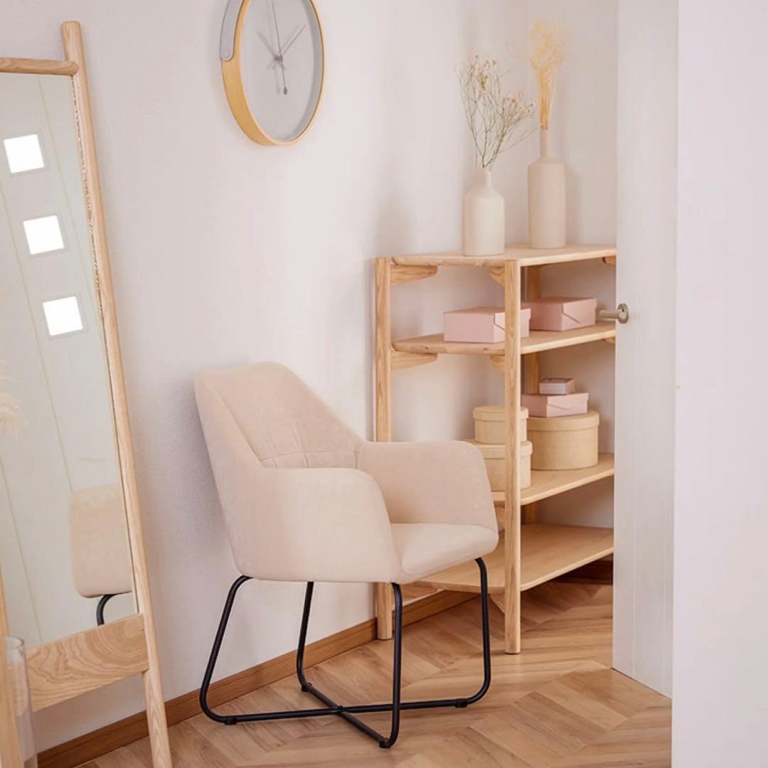 美品 ダイニングチェア ファブリックレザー アームチェア 接客椅子 カフェチェア