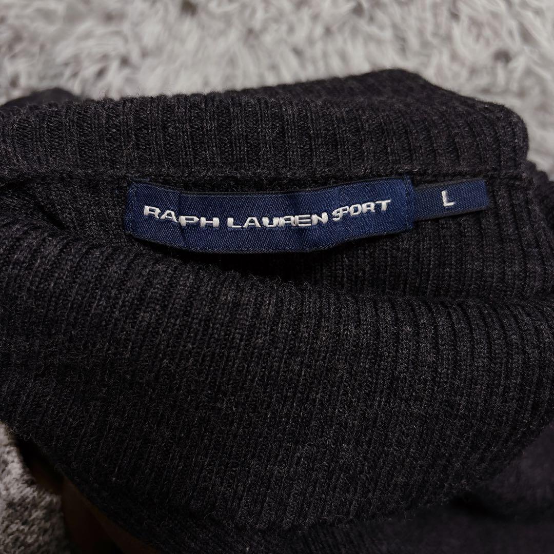 【ja40】RALPH LAURENタートルネックニットワンピースエルボーパッチ