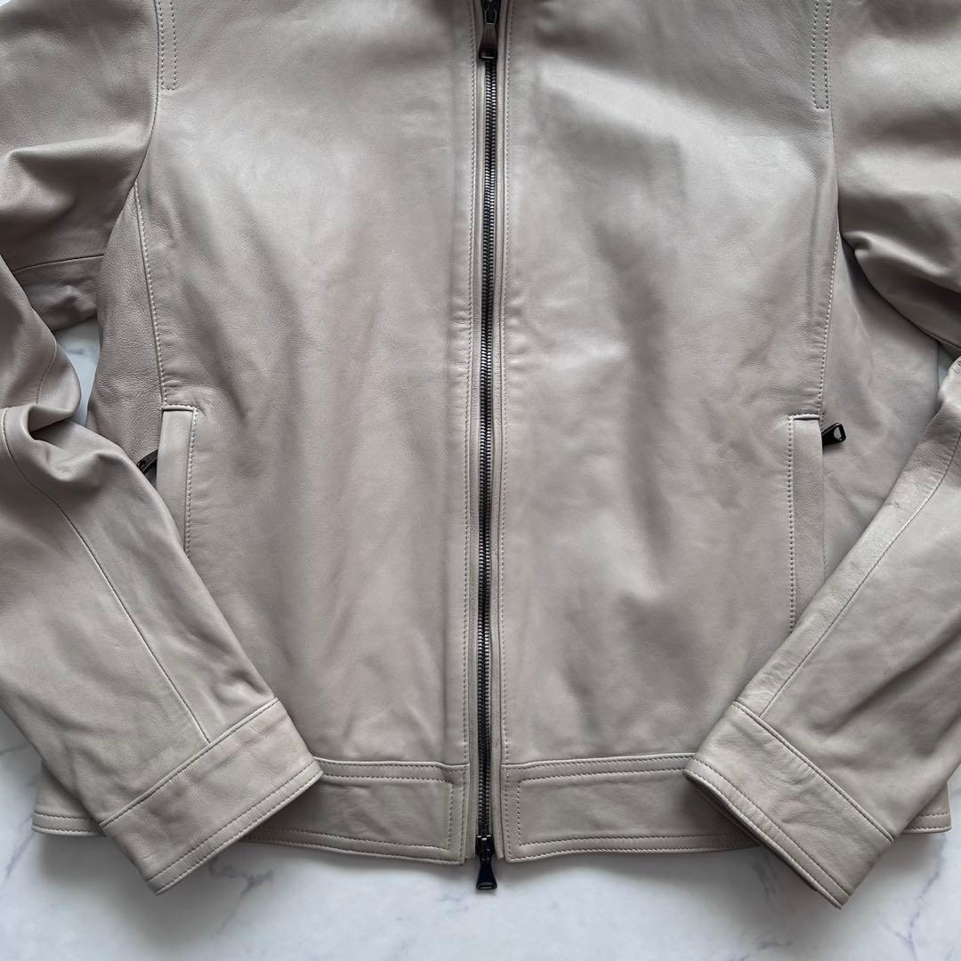 EMMETI JURI 羊革 シングルライダース ジャケット ベージュ 50