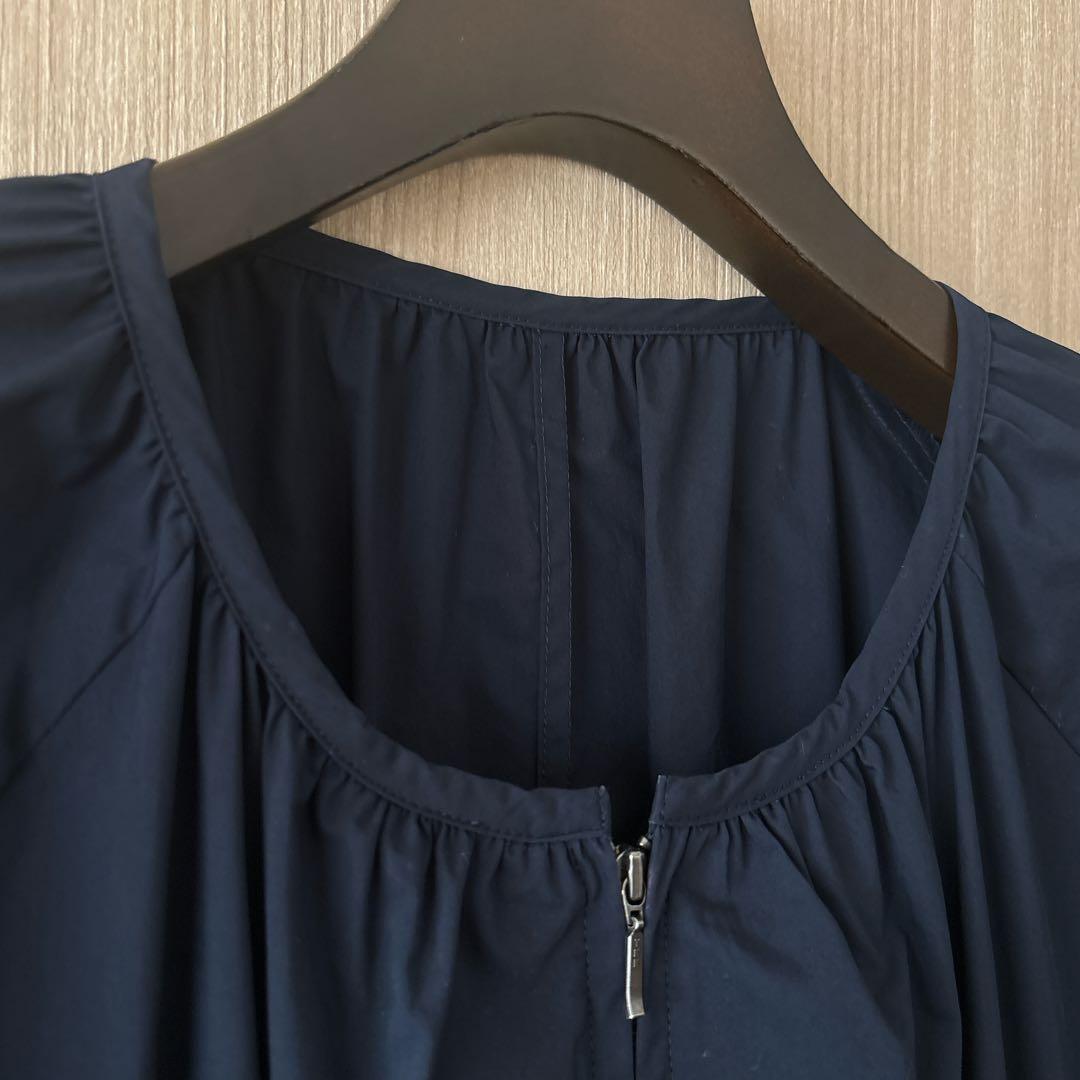 【595】アナイ　ウェザーストレッチロングブルゾン　濃紺　38