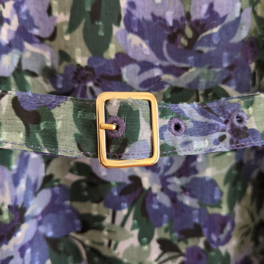 美品 ローラアシュレイ 花柄 ワンピース ケラウェイ柄 青 ブルー 匿名