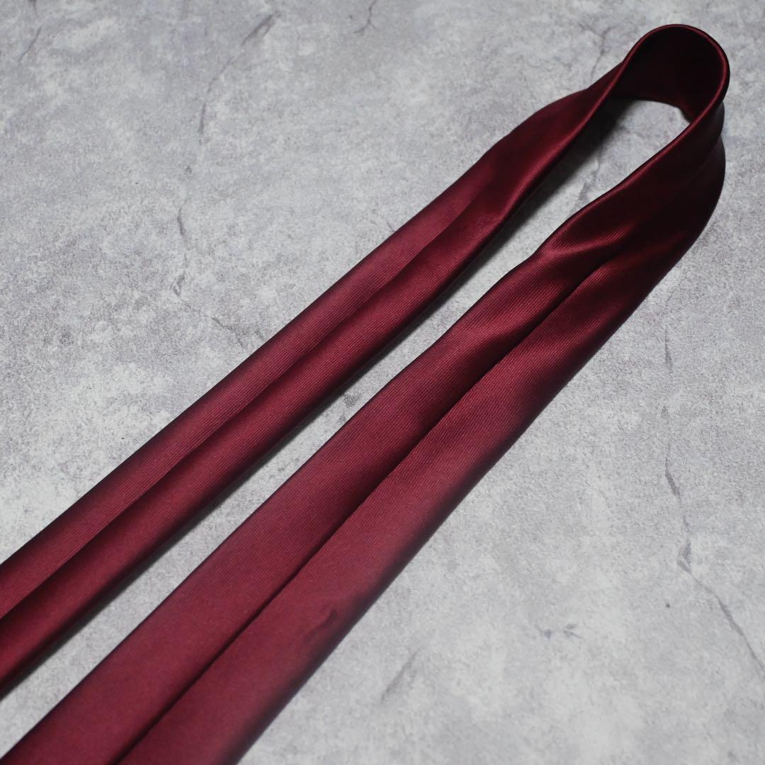 【未使用級】ポールスミス ネクタイ シルク ソリッドタイ ワインレッド 光沢