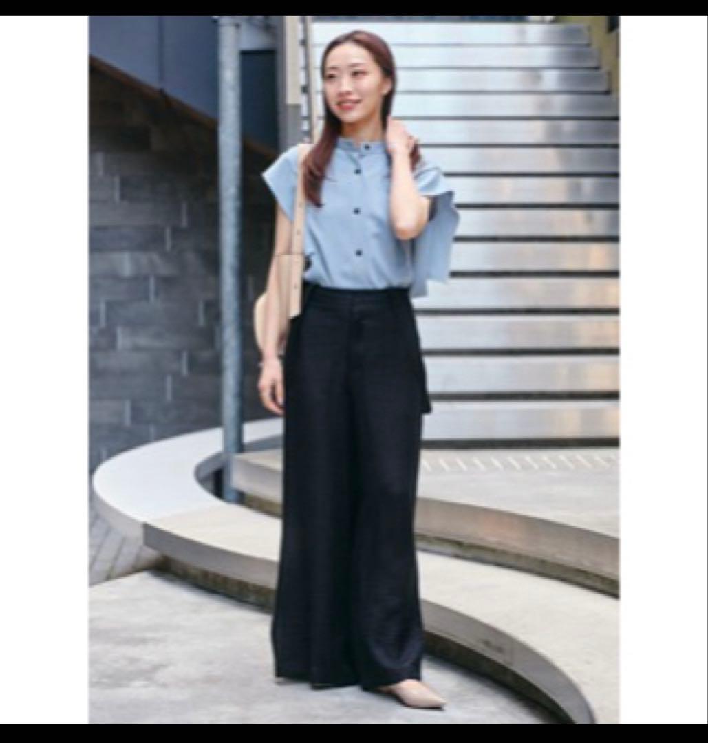 Noble ノーブル　スクエアースリーブフロントオープンブラウス2 ブルー