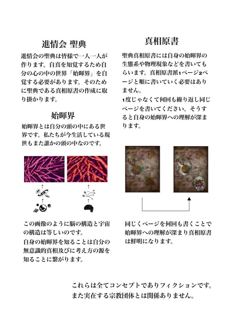芸術品 題名進情会 真相原書 「創設者」表紙 ナンバー1