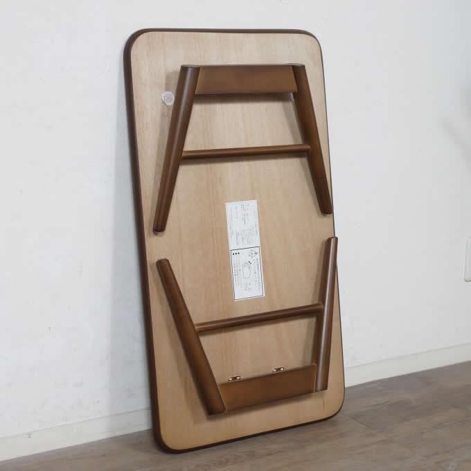 送料無料【新品】天然木 北欧調 折れ脚棚付 テーブル アウトレット