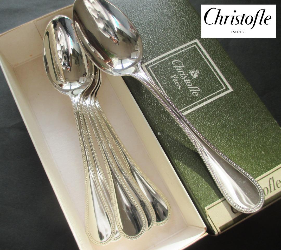 極美品☆高級銀器クリストフルシルバー銀P　コーヒースプーン6本　人気のパール