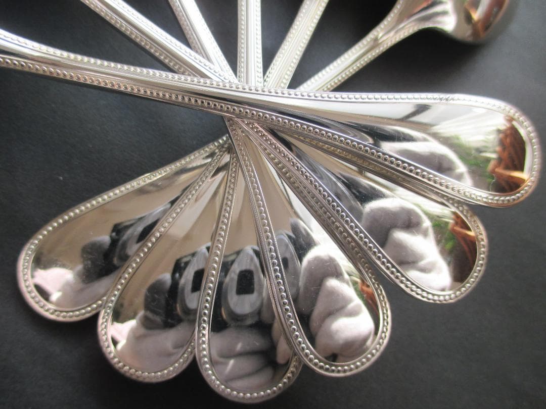 極美品☆高級銀器クリストフルシルバー銀P　コーヒースプーン6本　人気のパール