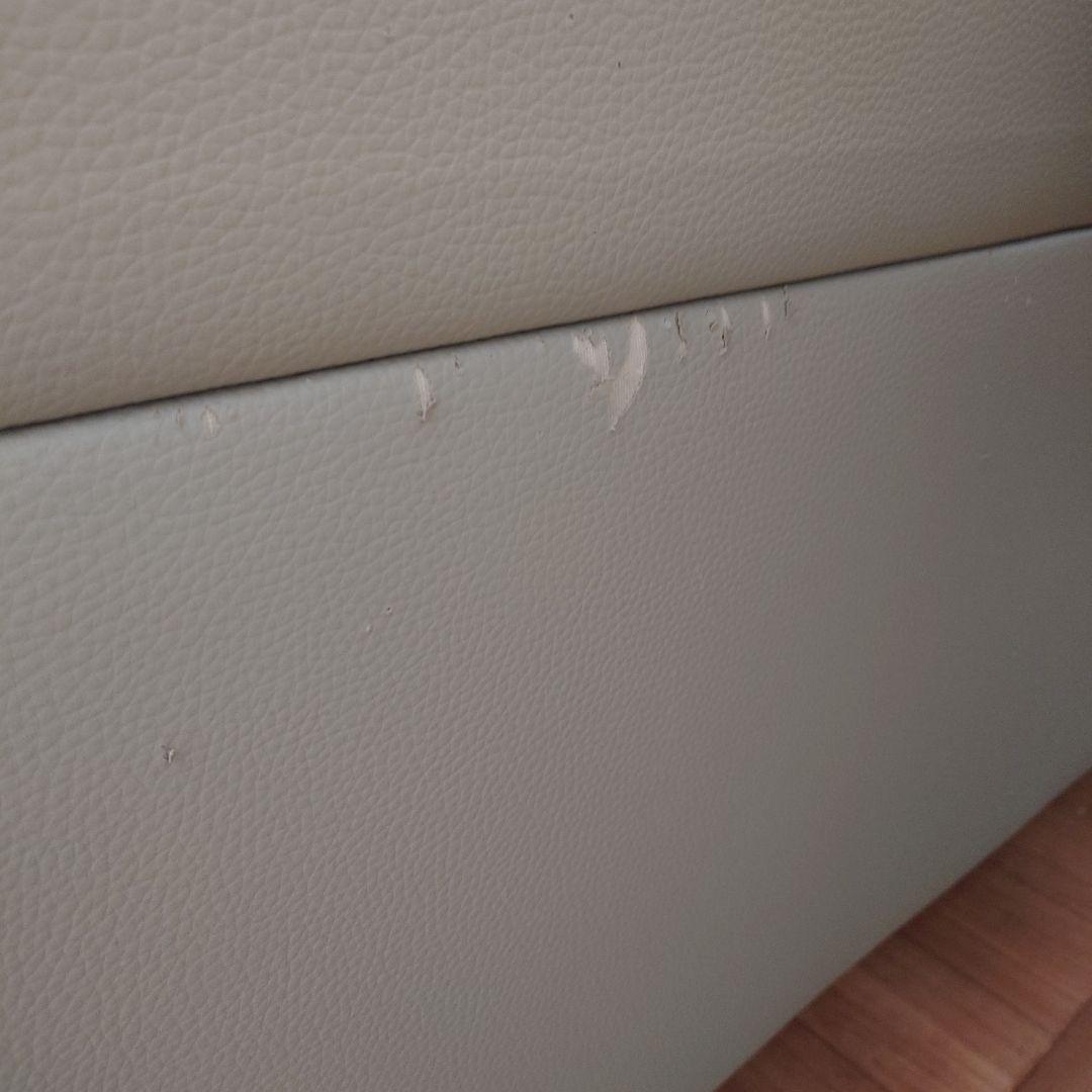 ライトグレー　座面本革　 3人掛け　ソファ