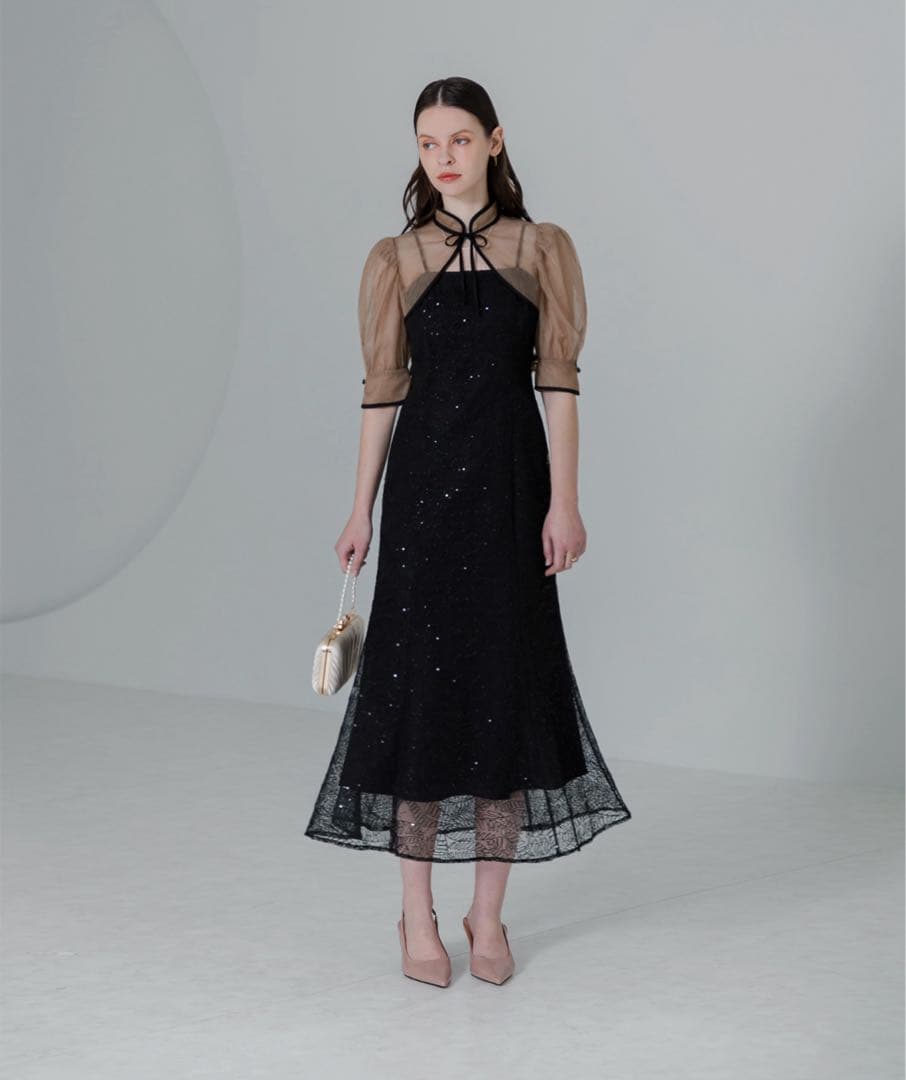 LEJA スパンコールボタニカルマーメイドボレロ2WAYワンピースドレス