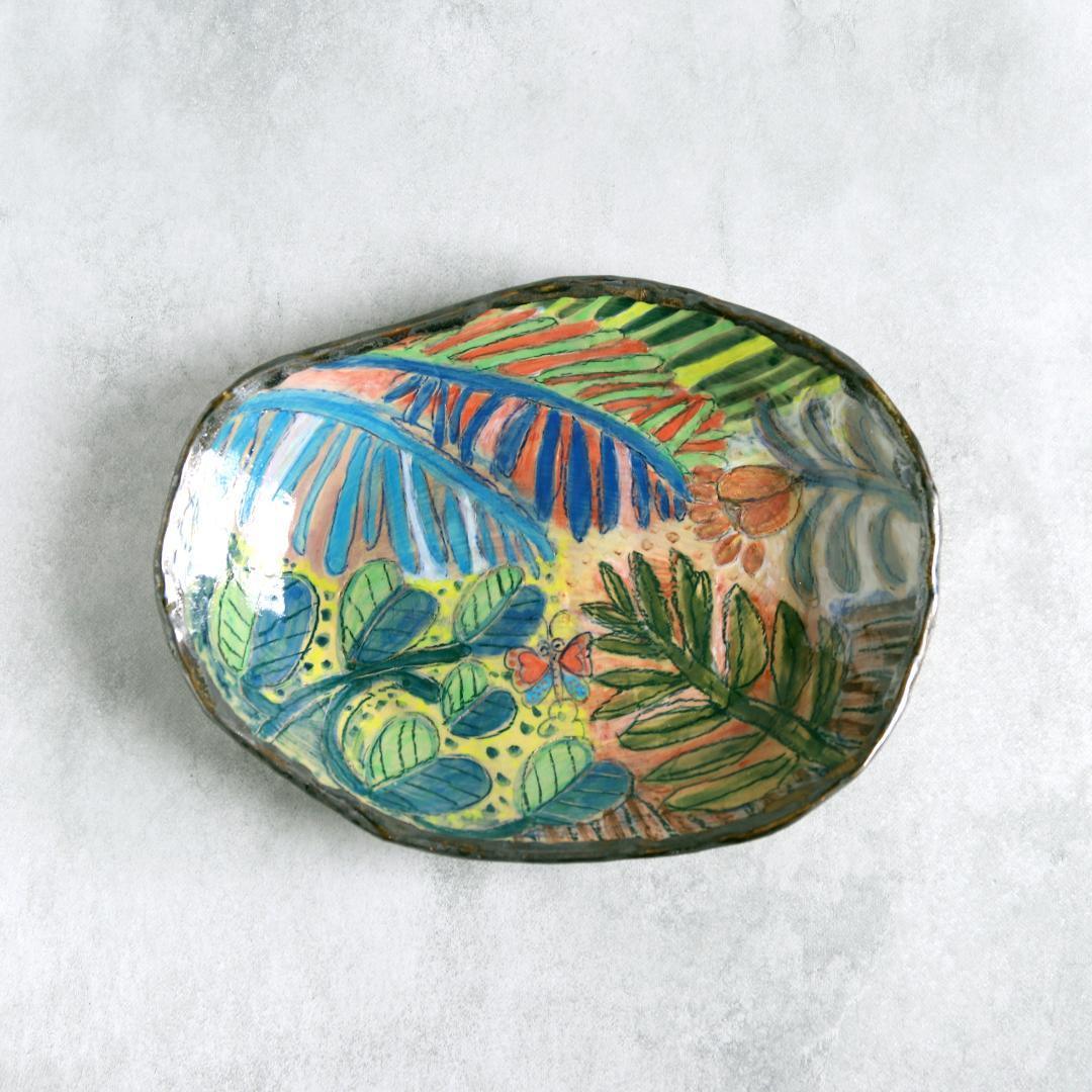 カラフル植物デザイン変形ボウル