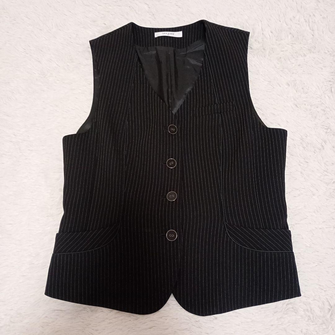 美品✨️Selery レディース スーツ 3ピース 11号 ストライプ