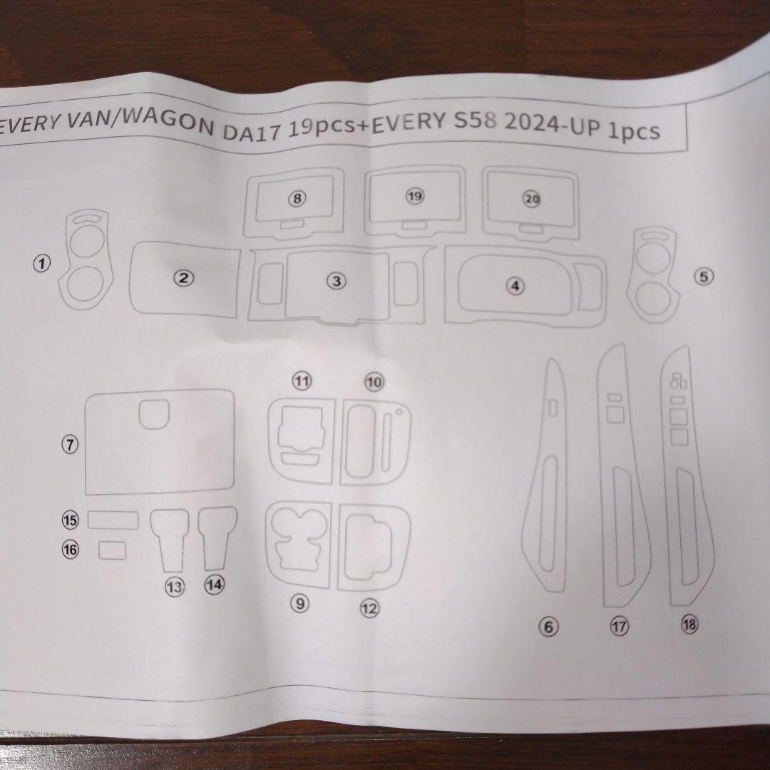 エブリィワゴン DA17 インテリアパネル17点ステアリングパネル
