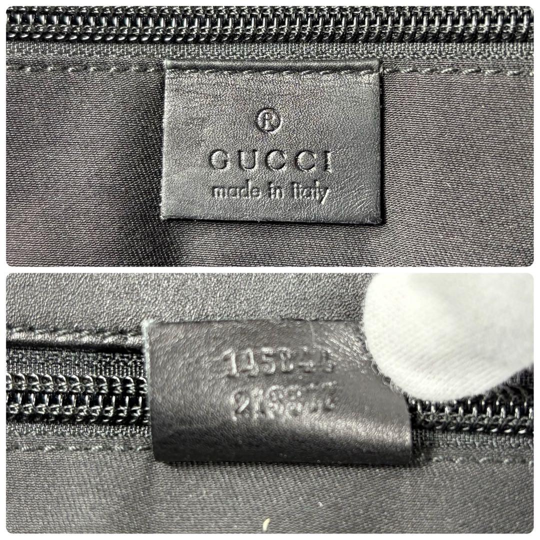 レア✨グッチ メッセンジャーバッグ シマ レザー ブラック GG柄　A4PC可